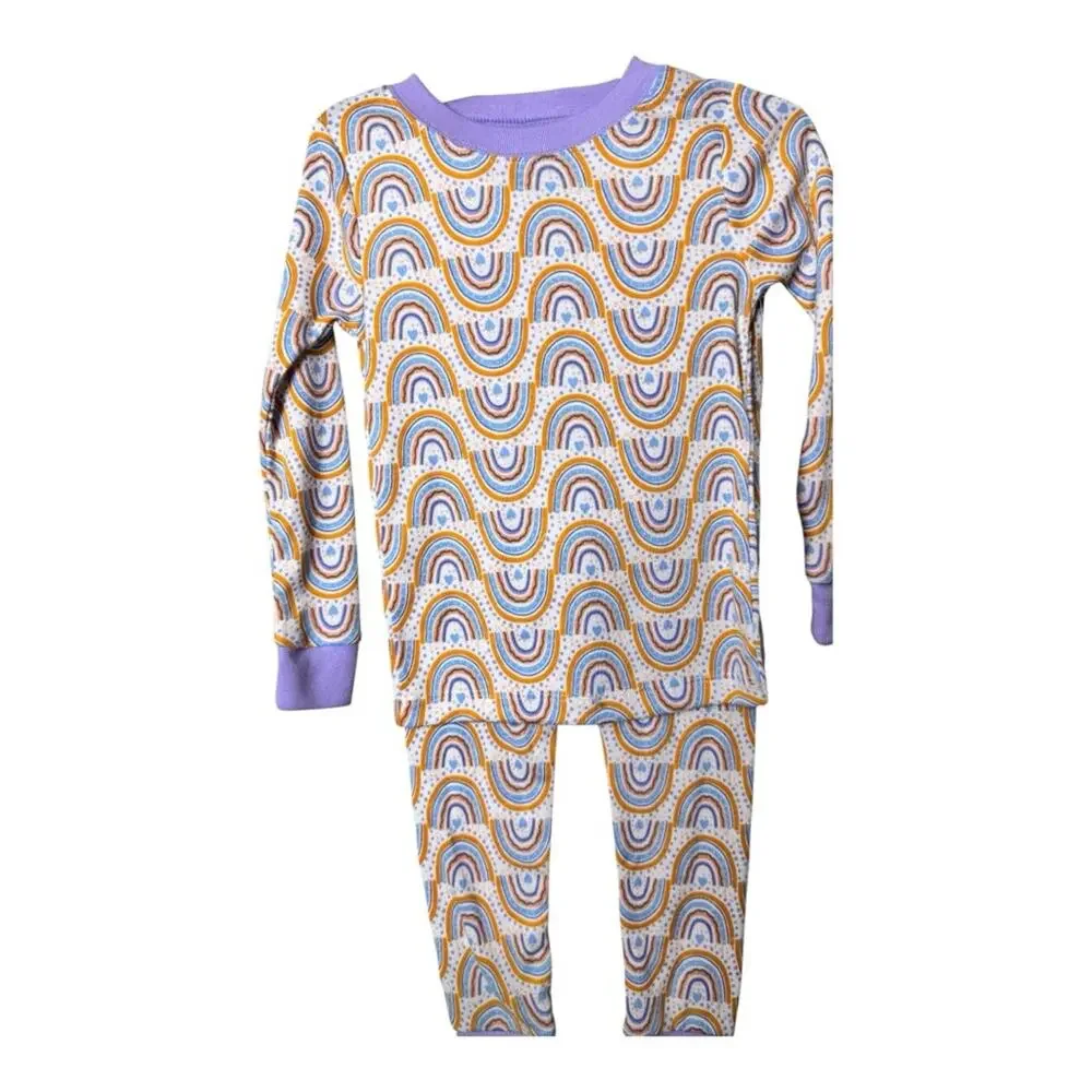 Wonder Nation Two Piece Toddler Matching Sleep Rainbow Patterned Pajama Set NWT
